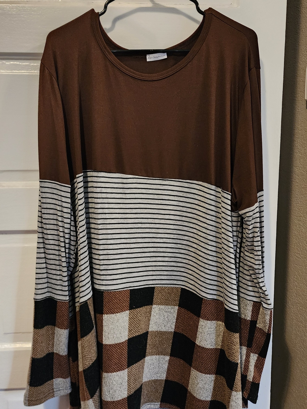 Brown & Cream Stripe and Plaid Tunic